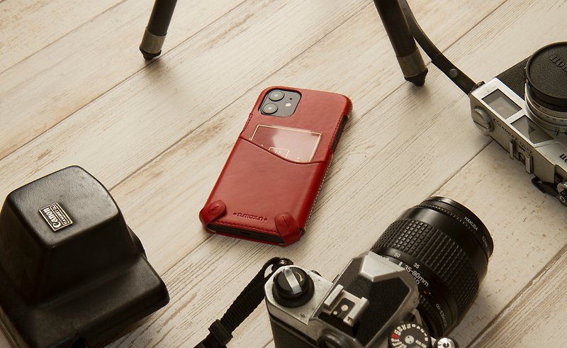 iPhone 12&12Pro Minimalist Series Leather Case - Capsicum Red - Phone Cases - Genuine Leather Red
