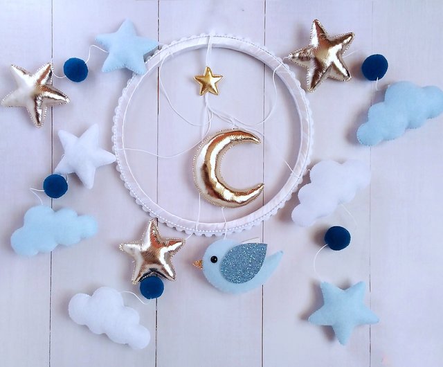 2024 Blue mobile Felt mobile Mint turquoise raindrops Baby mobile Living room decor Ceiling Mobile Felt Cloud Mobile Childrens room Bedroom decor