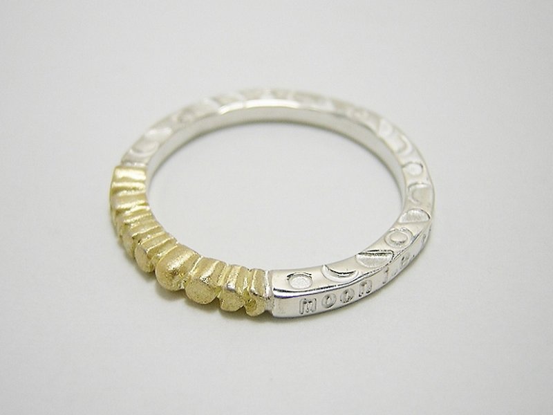 moon i.e. tsuki i.e. luck　K18 gold +  silver925　1~27号　(１つの価格) 戒指 指环 指環 刻字 堆疊環 月 - リング - スターリングシルバー 多色