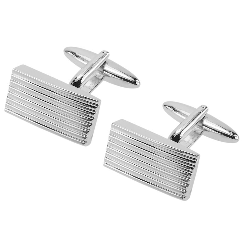 Silver Engraved Stripe Cufflinks - Cuff Links - Other Metals Silver