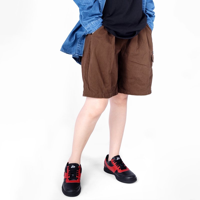 MIT 【拼接款潮流休閒鞋-女款黑紅】潮流鞋 休閒鞋  拼接鞋款 - 女牛津鞋/樂福鞋 - 真皮 紅色