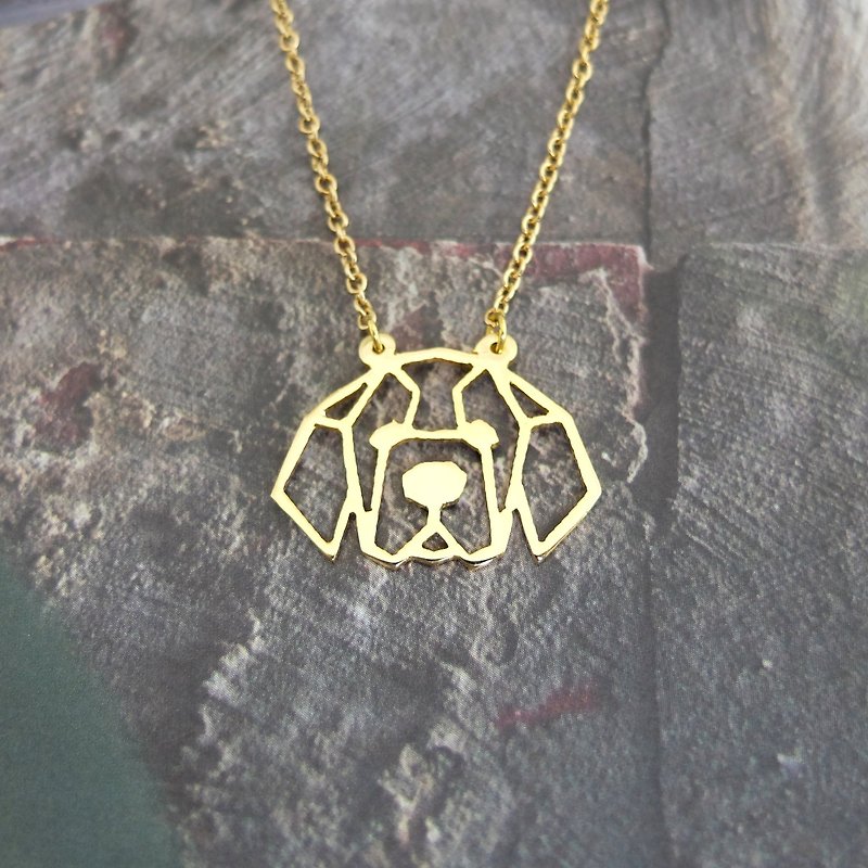 Saint Bernard Dog Necklace, Gold Plated Brass Necklace, Dog Birthday gift - 項鍊 - 銅/黃銅 金色