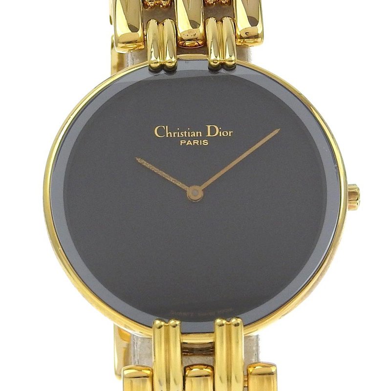 【日本直送】クリスチャンディオール Dior バギラ 腕時計 47154-3 金メッキ ゴールド クオーツ アナログ表示 黒文字盤 ボーイズ【中古】 - 女錶 - 其他金屬 金色