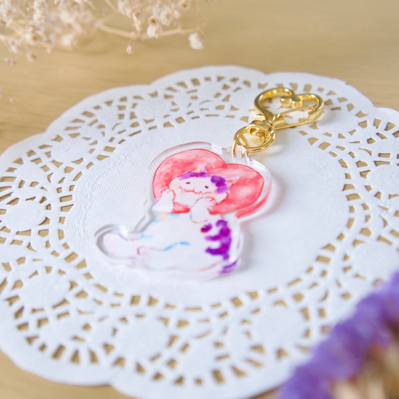 ハートなねこのアクリルキーホルダー - 鑰匙圈/鑰匙包 - 壓克力 粉紅色