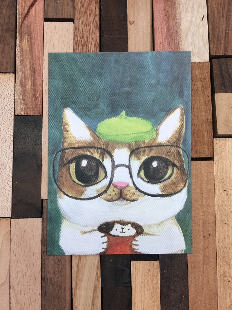 Wenqing Cat's Afternoon Time-Animal Daily Series - การ์ด/โปสการ์ด - กระดาษ สีเขียว