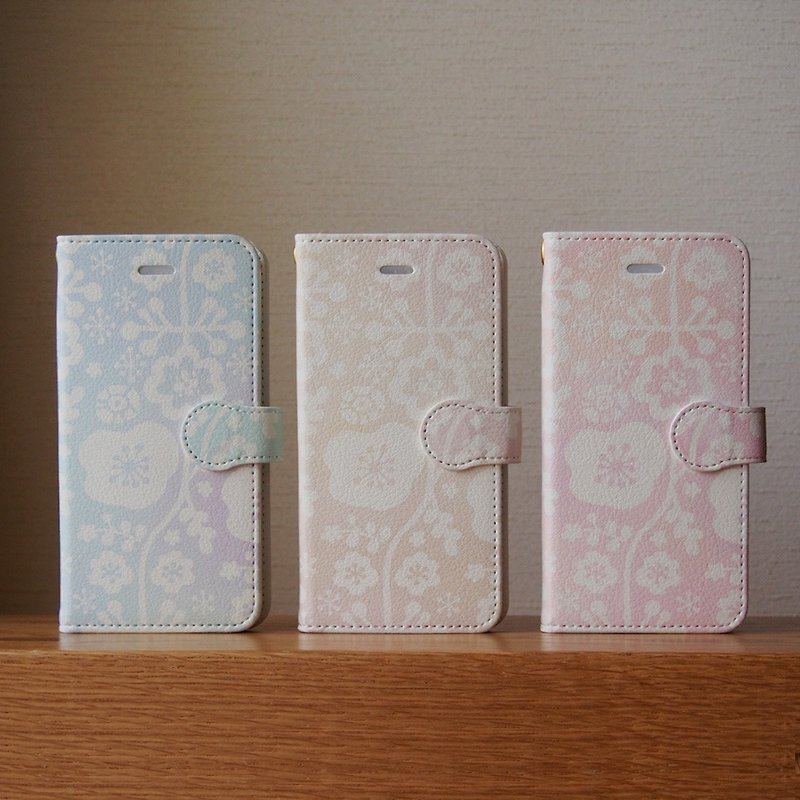 【Notebook type android phone case】Floral lace - Phone Cases - Other Materials Pink