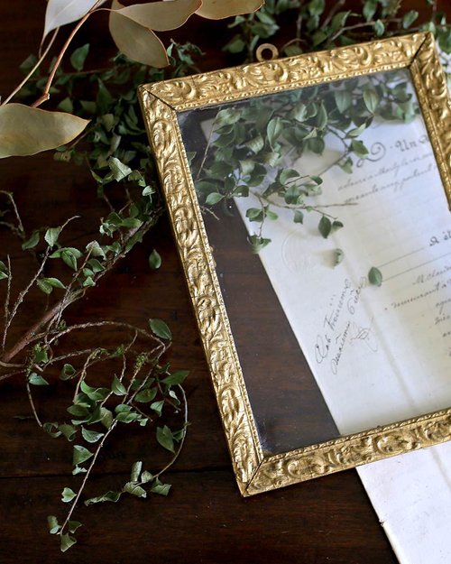 フランス19thアンティークガラスフレームアンティークフレームフォト