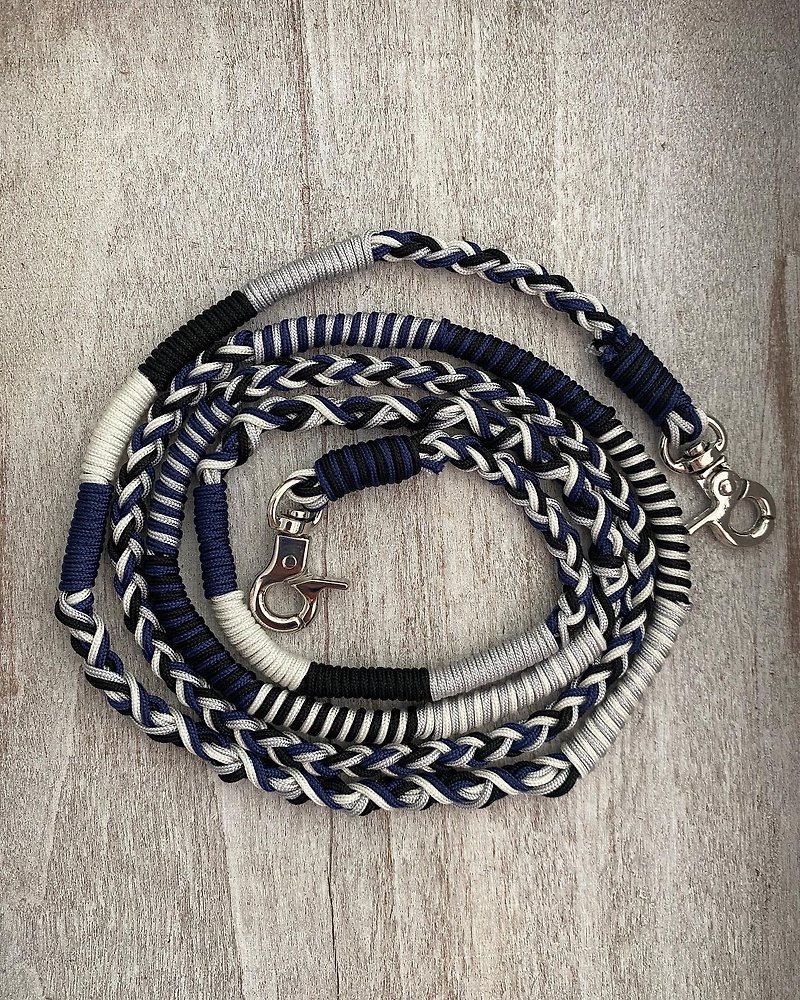 Black, gray, blue and white braided mobile phone/document case/bag/ lanyard strap side strap oblique strap - Lanyards & Straps - Polyester Gray