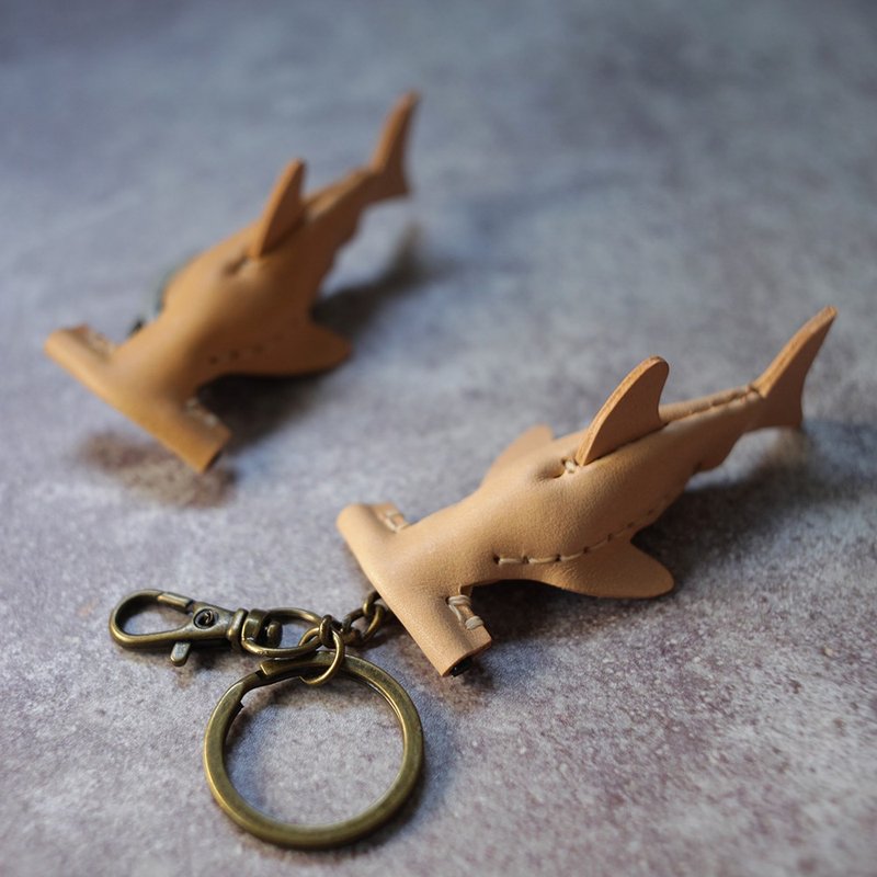 ONE+ Hammerhead shark Key holder - Keychains - Genuine Leather Khaki