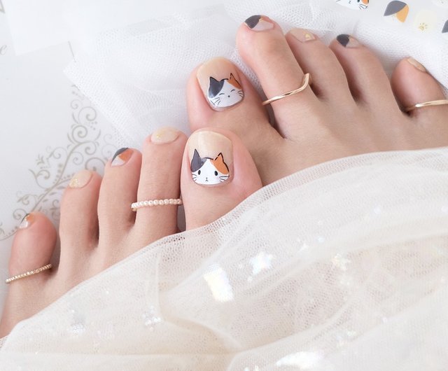 ジェルネイル・ネイルシール fu ルナカカ ジェルネイルシール】F02124 トリコロール猫足シール