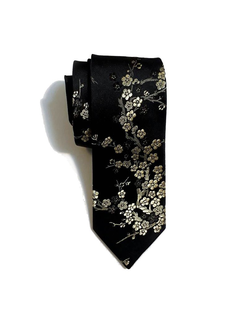 Neckties Golden Flowers - Ties & Tie Clips - Polyester Black