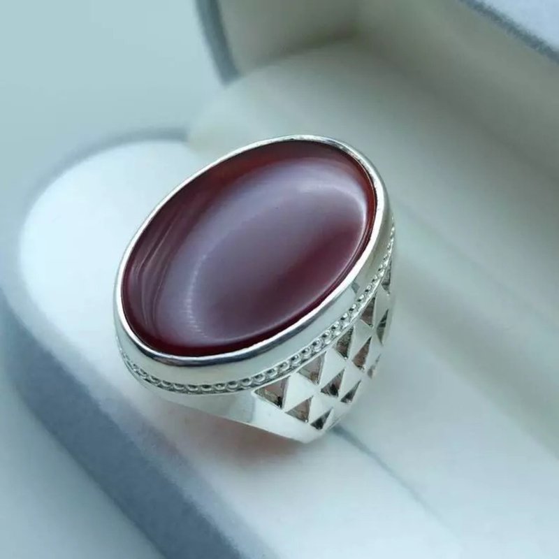 Yemeni aqeeq ring | Mens Agate ring | Real yamani aqeeq rings Real big size gift - General Rings - Gemstone Red