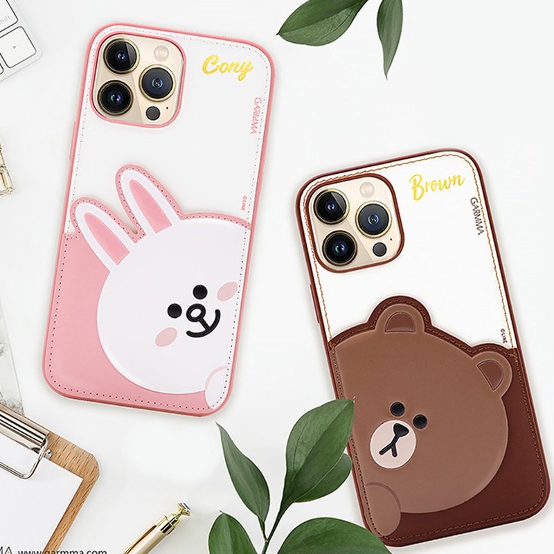 GARMMA LINE FRIENDS iPhone 13 series bronzing leather case - Phone Cases - Plastic 