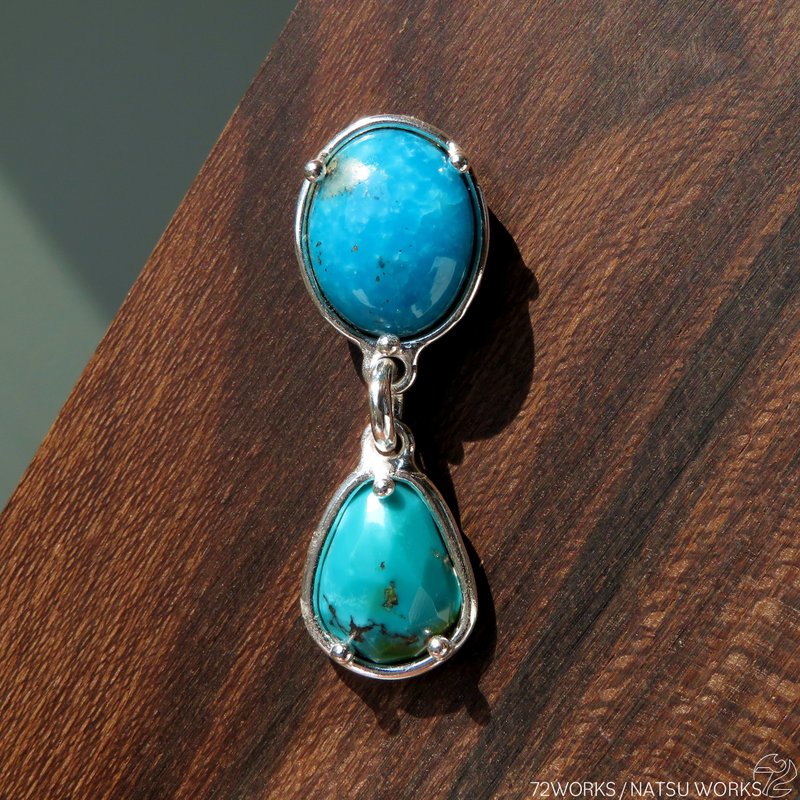 ターコイズ ブローチ / Pyrite in Turquoise Brooch - 胸針 - 寶石 藍色
