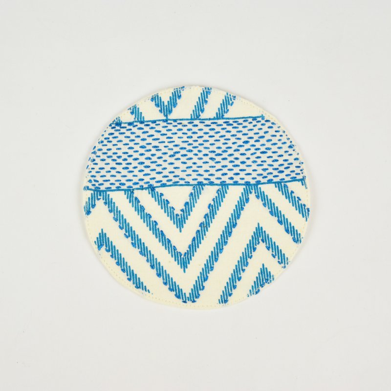 Embroidery + serigraphy coaster hills cloud _ _ fair trade - ที่รองแก้ว - ผ้าฝ้าย/ผ้าลินิน ขาว