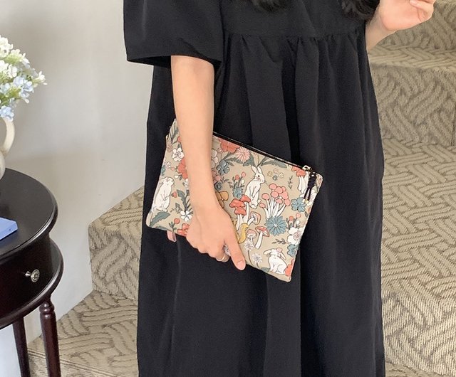 ジャカード ウサギとキノコの収納クラッチバッグ - ショップ 604m