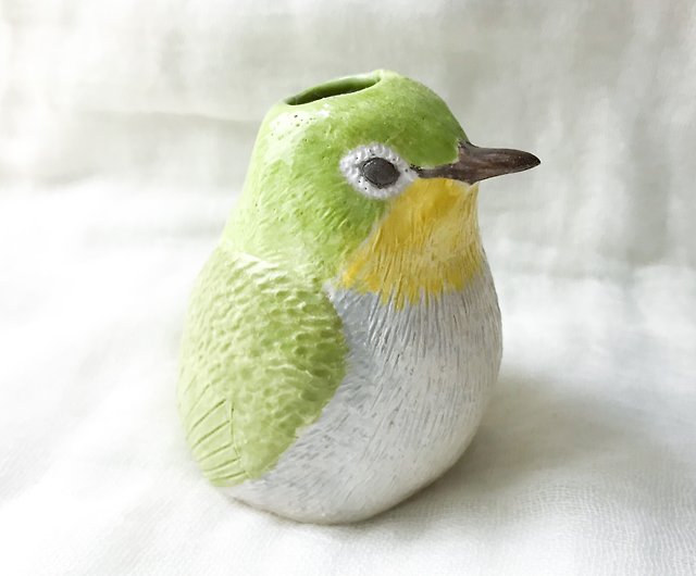 日本のメジロ花瓶陶製の鳥の花瓶小さなつぼみの花瓶鳥好きへの贈り物