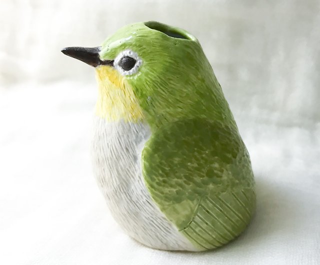 日本のメジロ花瓶陶製の鳥の花瓶小さなつぼみの花瓶鳥好きへの贈り物