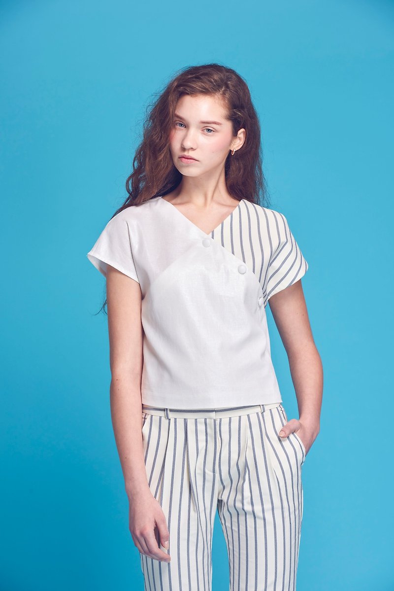 White striped shirt - Women's Tops - Other Materials White