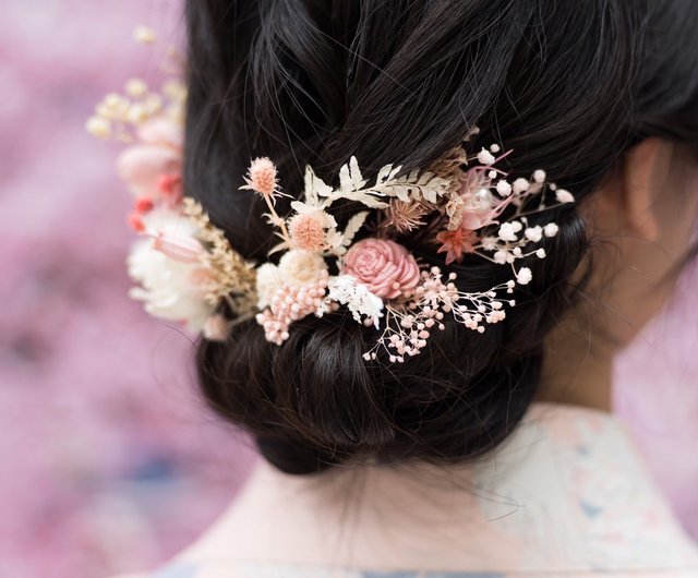 2F【Dried flower hairpin】Spring flower/Wedding small things