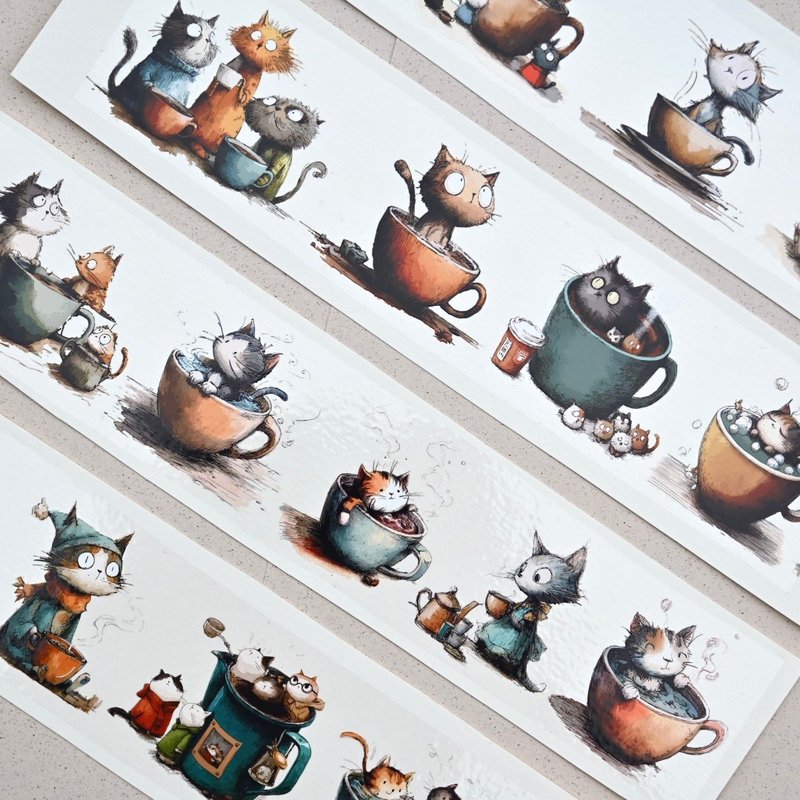 咖啡貓 亮面PET膠帶 - 紙膠帶/和紙/PET - 塑膠 