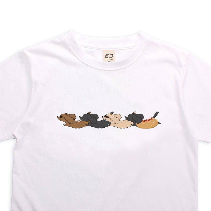 Order-[Jumping Dog] I can fly short T/women's tops/men's T-shirts/T-Shirt - เสื้อยืดผู้หญิง - ผ้าฝ้าย/ผ้าลินิน ขาว
