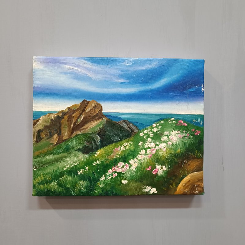 玉山一角-油畫作品 展示品 教案樣本 換季出清 海洋油畫 - 海報/掛畫/掛布 - 顏料 