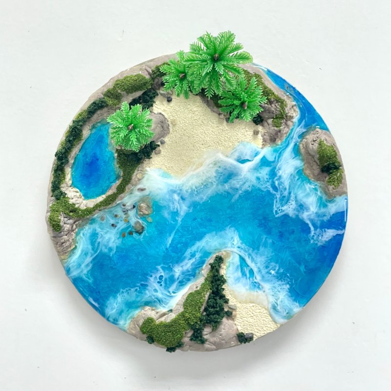 Resin ocean island decoration 15cm - ของวางตกแต่ง - เรซิน สีน้ำเงิน