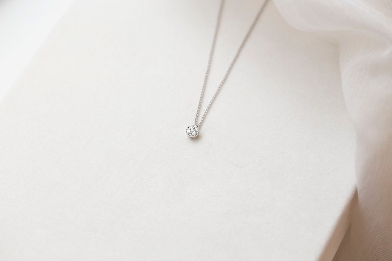 14K金拼鑽項鍊 視覺效果1克拉 Diamond Necklace 輕珠寶 女生禮物 - 項鍊 - 鑽石 銀色