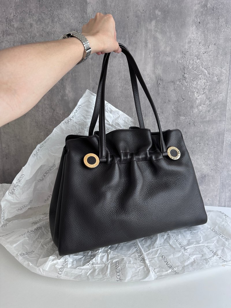 中古包 BVLGARI 寶格麗 黑色牛皮托特包 - 手提包/手提袋 - 真皮 黑色