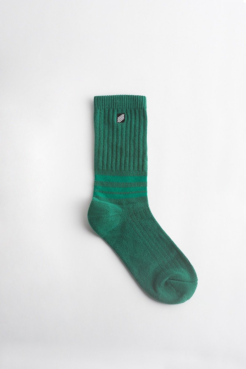 鉻綠　Viridian  中筒橫條羅紋襪 線下獨賣 - 襪子 - 棉．麻 