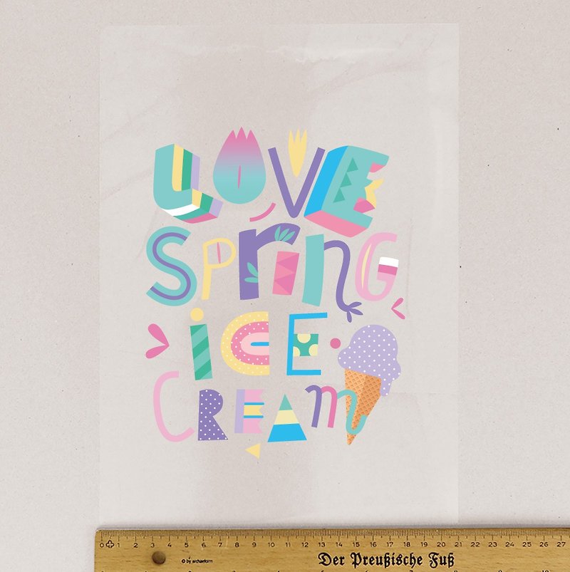 Iron-on-Love ice cream - Stickers - Waterproof Material Multicolor
