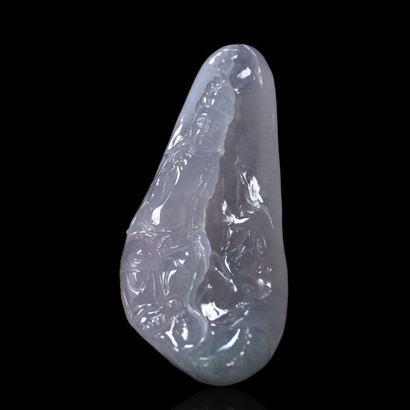 冰種翡翠自在觀音菩薩項鍊 | 天然緬甸玉A貨翡翠 | 送禮 - 項鍊 - 玉石 透明