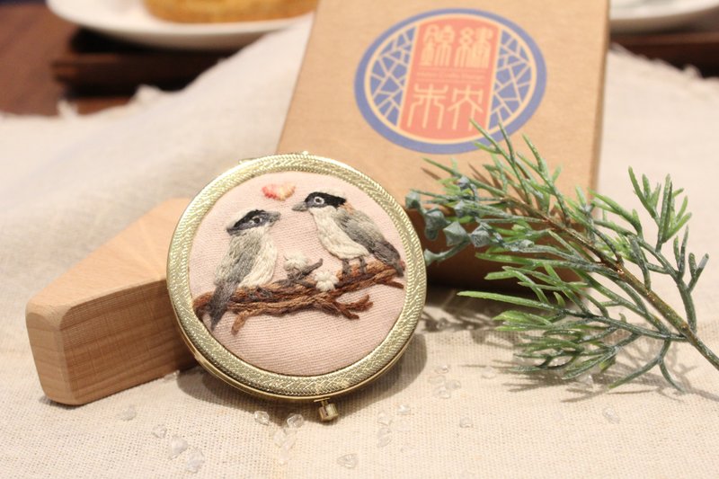 刺繡小圓鏡-白頭翁 - 其他 - 其他金屬 