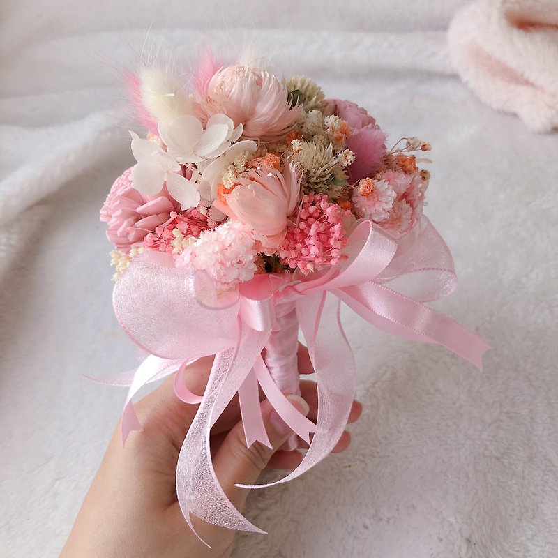 歐式手綁緞帶小捧花 - 乾花/永生花 - 植物．花 粉紅色