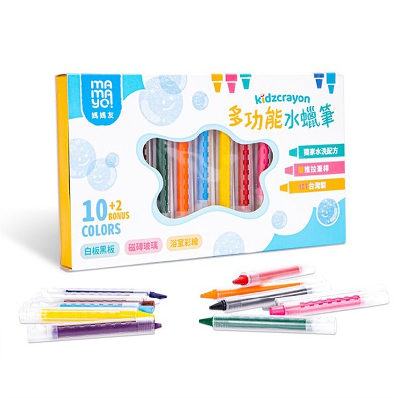 【兒童禮物】mamayo 台灣製12色多功能水蠟筆(洗澡蠟筆/寶寶蠟筆) - 嬰幼兒玩具/毛公仔 - 顏料 多色