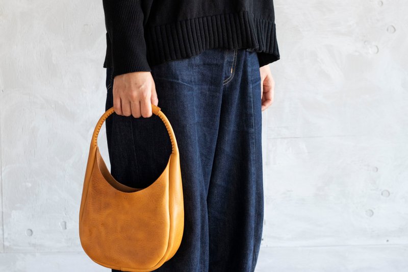 手提包橢圓形 - 手提包/手提袋 - 真皮 黃色