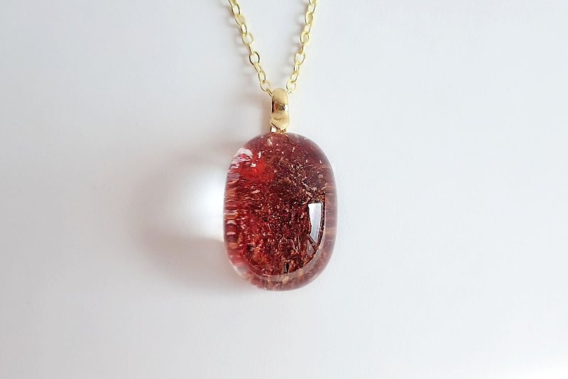 Gemstones, a piece of red, natural ore, red ghost, brass, necklace - Necklaces - Gemstone Red