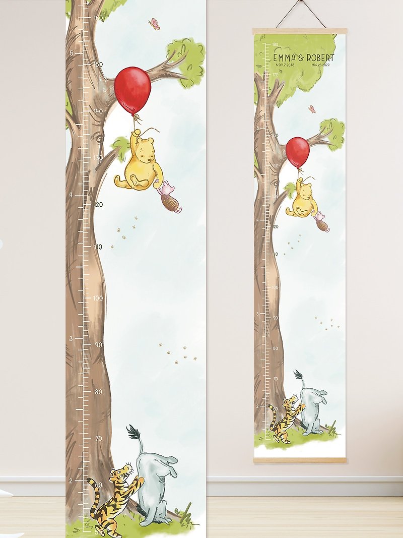 Personalise Classic Winnie the Pooh & Friends themed height chart - Posters - Cotton & Hemp 