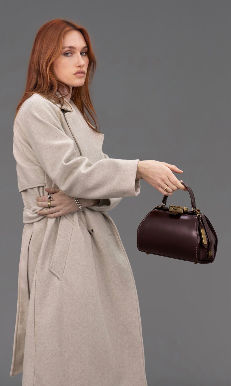 MAY 棕色 精緻典雅手提包 - 手袋/手提包 - 真皮 咖啡色