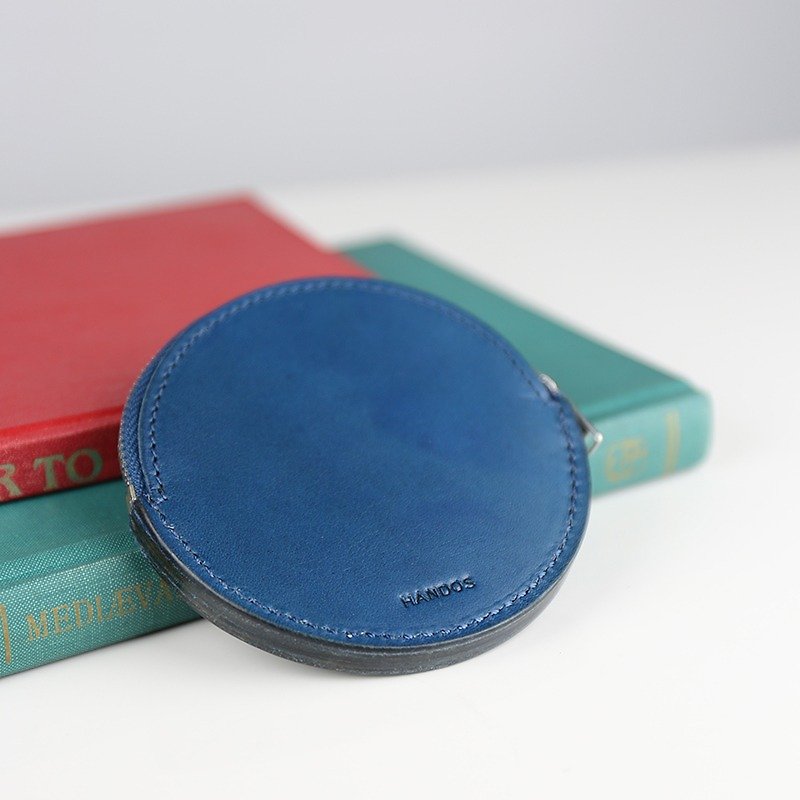 Funky retro feel round purse - Navy - Coin Purses - Genuine Leather Blue
