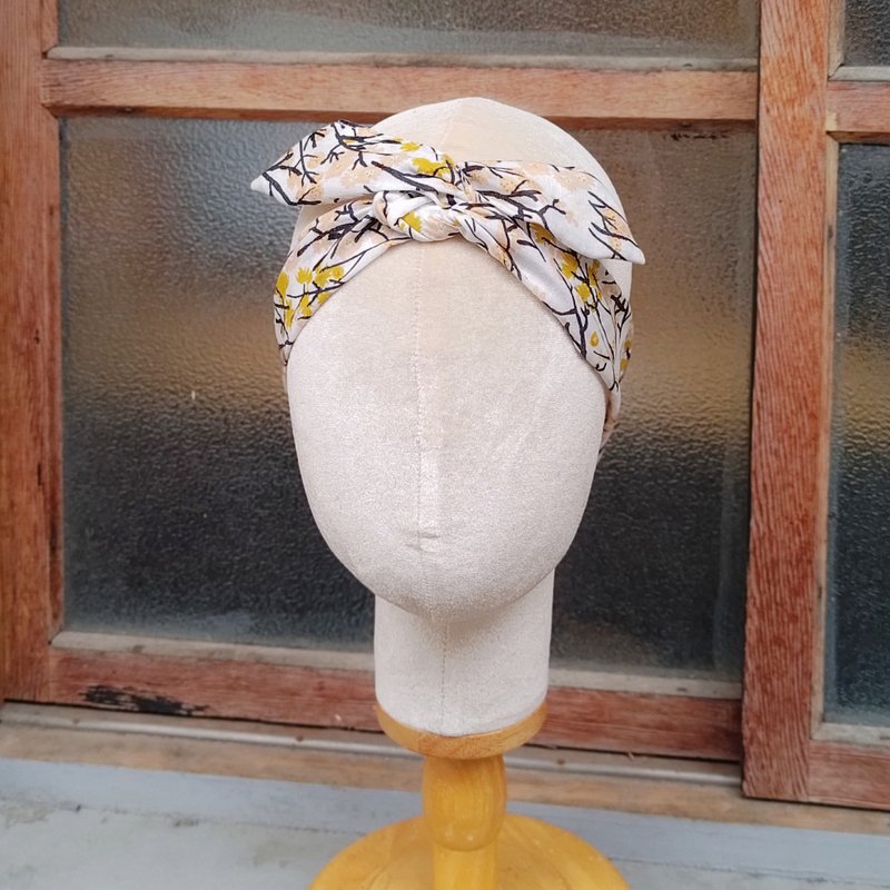 アルミワイヤーホワイトバンド 白スカーフカチューシャ 花柄ふくらはぎ村/日本花海 - ヘアアクセサリー - コットン・麻 ホワイト