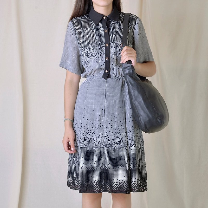 Vintage Japanese vintage dress - ชุดเดรส - เส้นใยสังเคราะห์ สีเทา