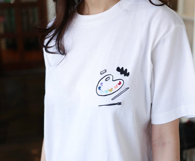 LOVE & PEACE / 虹色刺繍 Tシャツ (男女兼用) - ショップ A piece of