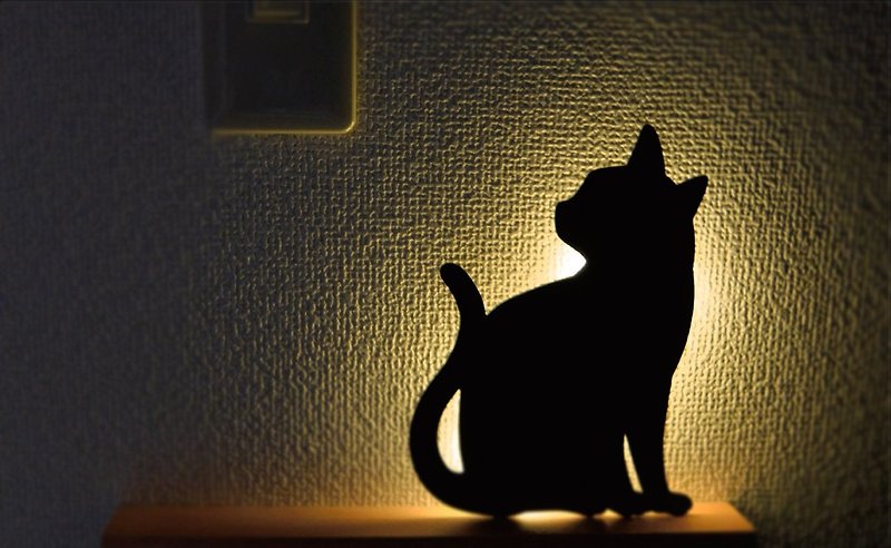 日本 Cat Wall Light 體感聲控貓咪壁燈 - 回頭貓 - 壁貼/牆壁裝飾 - 其他材質 黑色