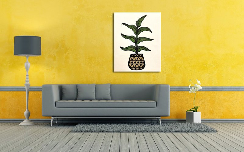 Indoor Plants Painting, Plant Wall Art,  Wall Decor, Botanical Painting - 海報/掛畫/掛布 - 壓克力 多色