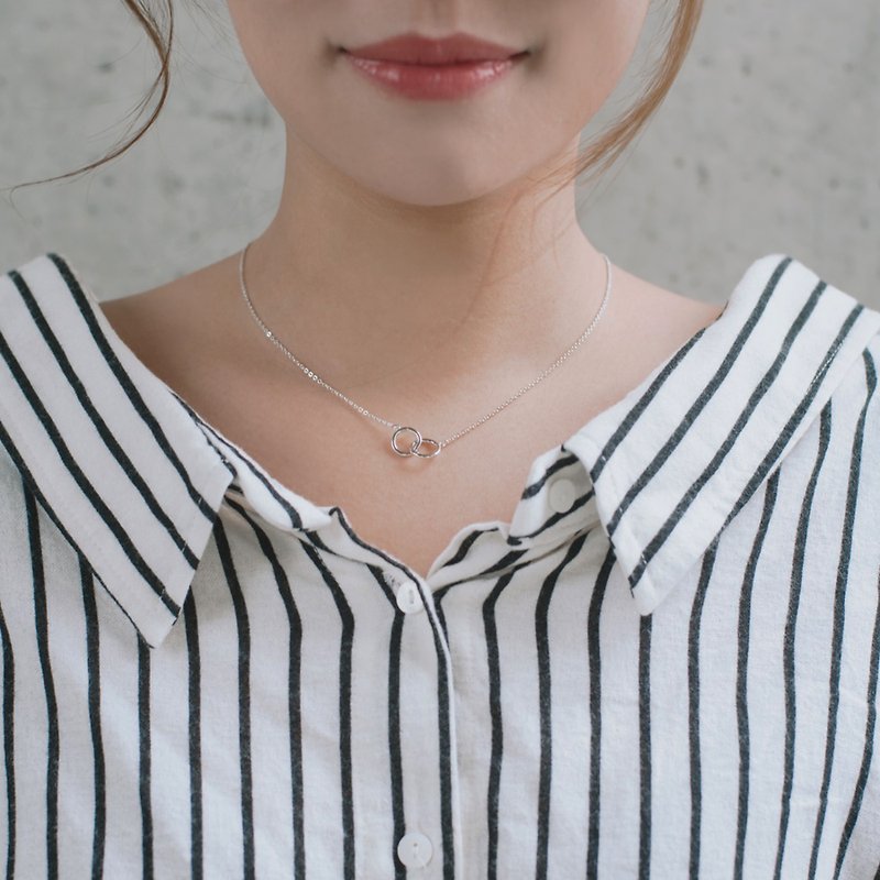 Double-Sterling Silver Necklace - สร้อยคอ - เงินแท้ สีเงิน