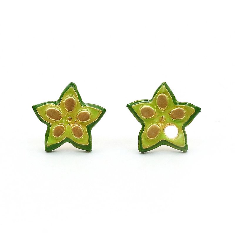 Okra earrings PA437 - ต่างหู - โลหะ สีเขียว