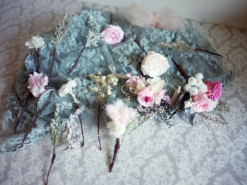 ♥花日常♥ 新娘髮叉頭飾/花嫁系列 - 髮飾 - 植物．花 粉紅色