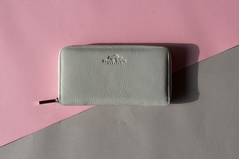 WOMEN MINIMAL LONG WALLET MADE OF SUPER SOFT COW LEATHER - DARK GREY - Wallets - Genuine Leather Gray